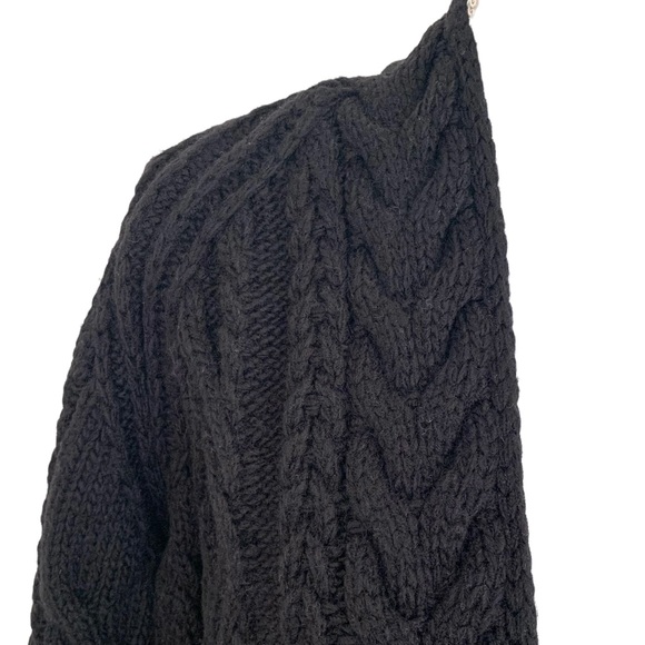 Maje Mouffle Wool Cable Knit Chunky Black Long Cardigan - Picture 6 of 16